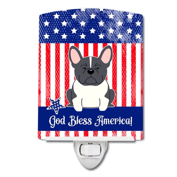 Caroline's Treasures BB3007CNL PatrioticFrench Bulldog Black White Ceramic Night Light, 6x4x3", multicolor