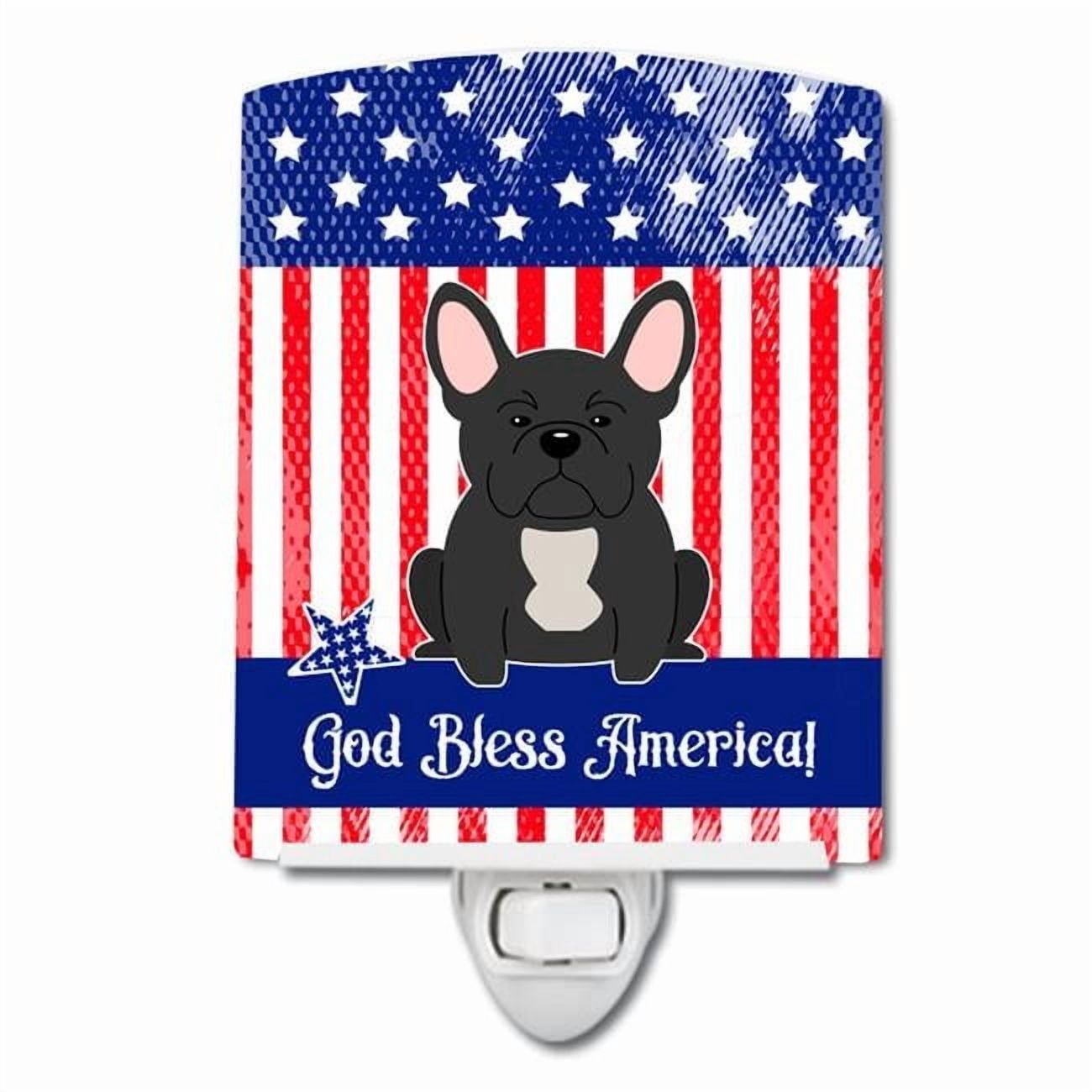 Caroline's Treasures BB3009CNL Patriotic French Bulldog Black Ceramic Night Light, 6x4x3", multicolor