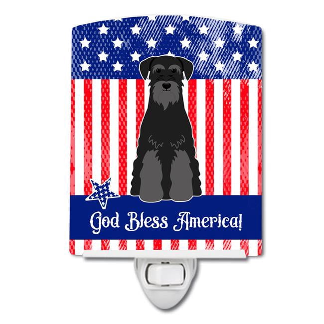 Caroline's Treasures BB3027CNL Patriotic Standard Schnauzer Black Ceramic Night Light, 6x4x3", multicolor