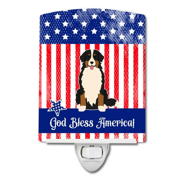 Caroline's Treasures BB3031CNL PatrioticBernese Mountain Dog Ceramic Night Light, 6x4x3", multicolor