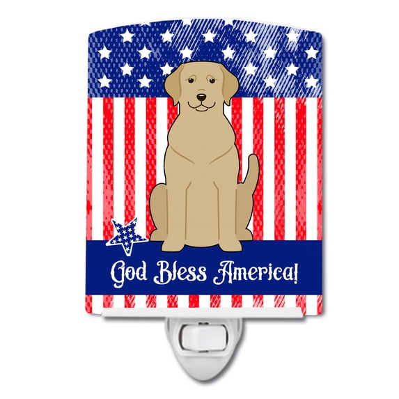 Caroline's Treasures BB3050CNL Patriotic Yellow Labrador Ceramic Night Light, 6x4x3", multicolor