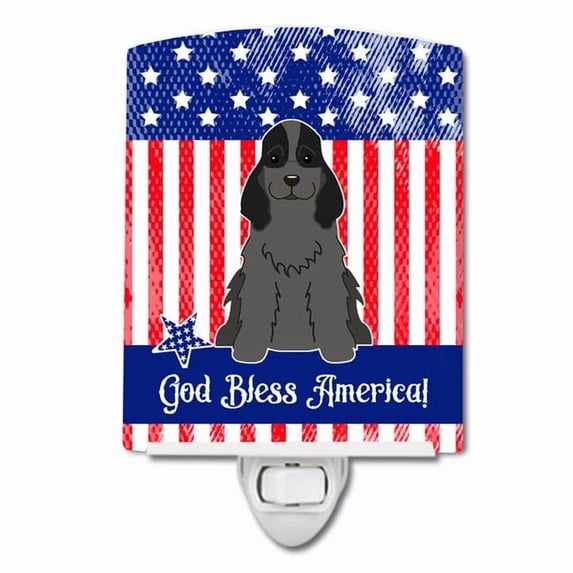 Caroline's Treasures BB3087CNL Patriotic Cocker Spaniel Black Ceramic Night Light, 6x4x3", multicolor