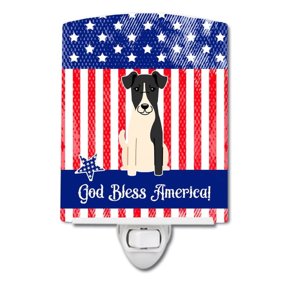 Caroline's Treasures BB3093CNL PatrioticSmooth Fox Terrier Ceramic Night Light, 6x4x3", multicolor