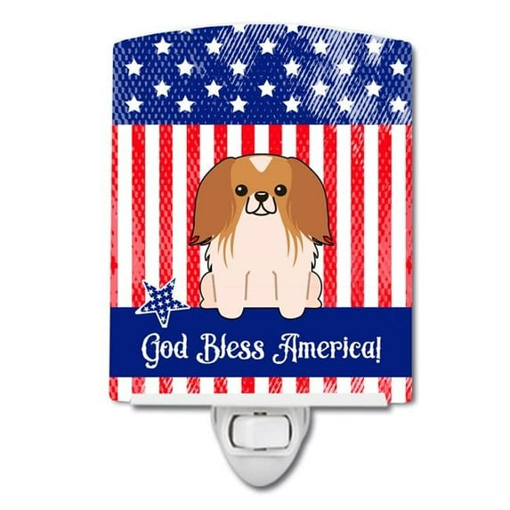Patriotic USA Pekingnese Red White Ceramic Night Light