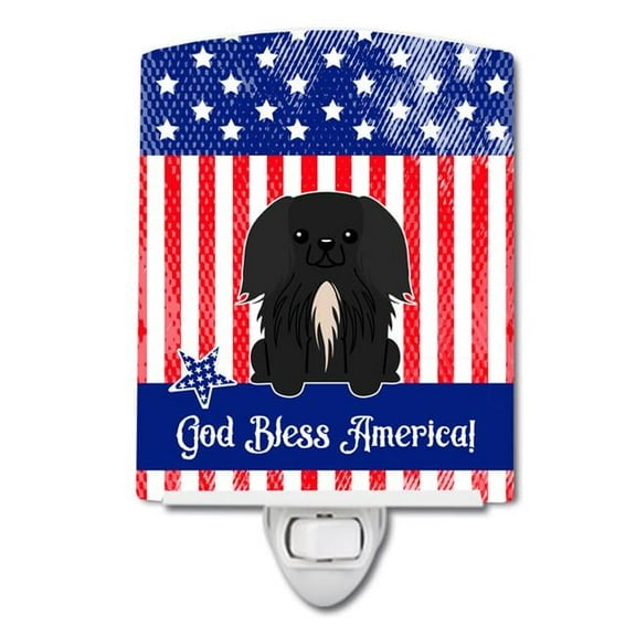 Caroline's Treasures BB3102CNL Patriotic Pekingese Black Ceramic Night Light, 6x4x3", multicolor