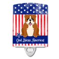 thumbnail image 1 of Caroline's Treasures BB3115CNL PatrioticEnglish Bulldog Red White Ceramic Night Light, 6x4x3", multicolor, 1 of 2