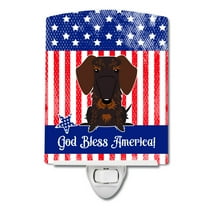Caroline's Treasures BB3124CNL PatrioticWire Haired Dachshund Chocolate Ceramic Night Light, 6x4x3", multicolor