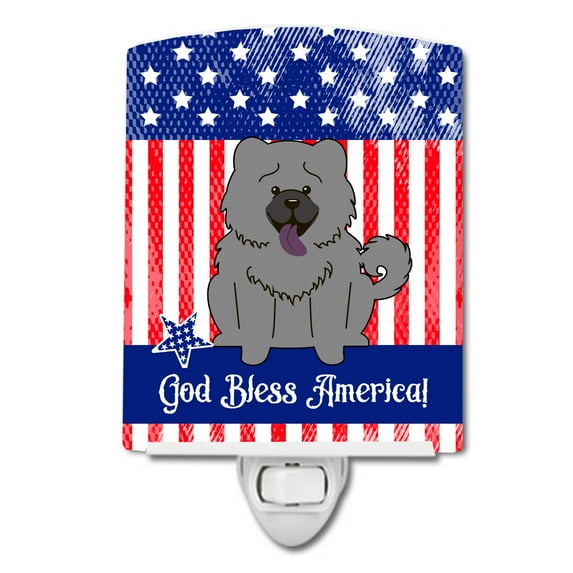 Caroline's Treasures BB3134CNL Patriotic Chow Chow Blue Ceramic Night Light, 6x4x3", multicolor