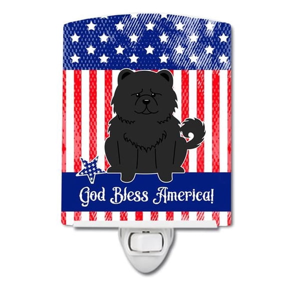 Patriotic USA Chow Chow Black Ceramic Night Light