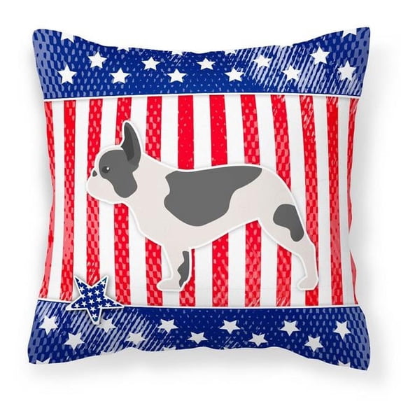 Caroline's Treasures BB3341PW1818 USA Patriotic French Bulldog Fabric Decorative Pillow , 18H x18W, multicolor