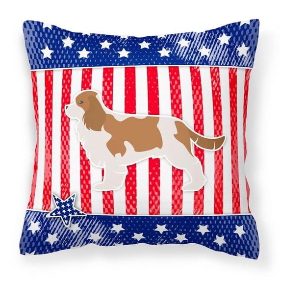 Caroline's Treasures BB3349PW1818 USA Patriotic Cavalier King Charles Spaniel Fabric Decorative Pillow , 18H x18W,