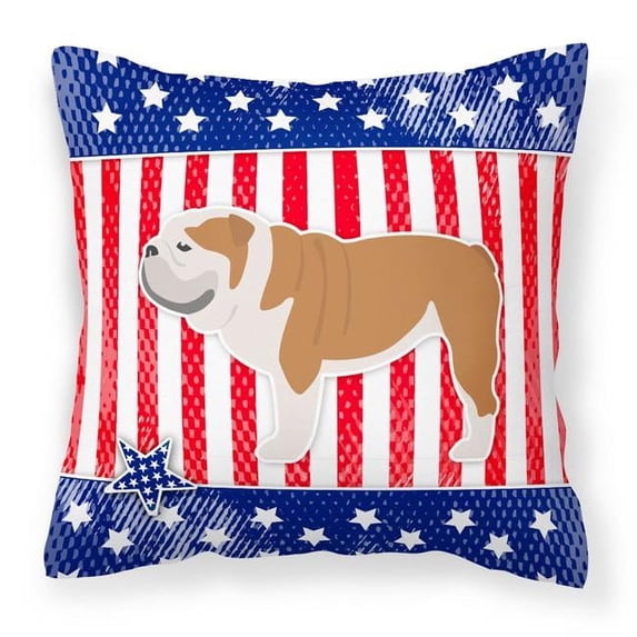 Caroline's Treasures BB3362PW1818 USA Patriotic English Bulldog Fabric Decorative Pillow , 18H x18W, multicolor