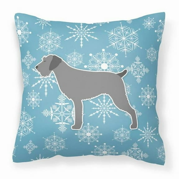 Caroline's Treasures BB3511PW1818 Winter Snowflake German Wirehaired Pointer Fabric Decorative Pillow , 18H x18W,