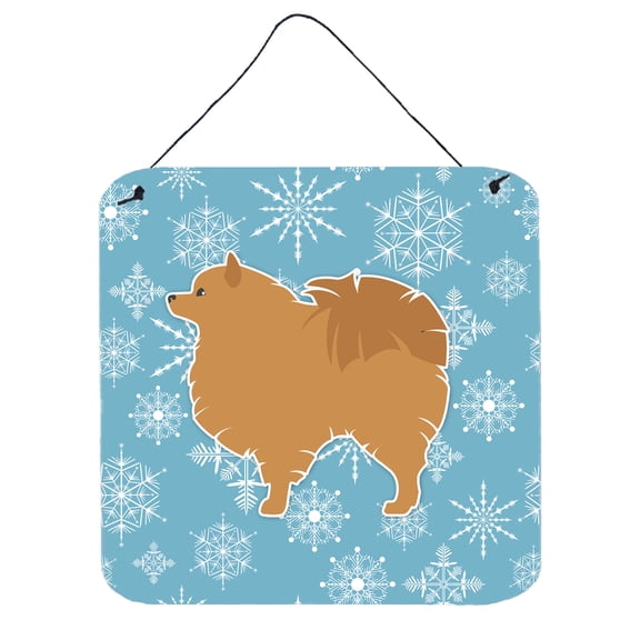 Caroline's Treasures BB3542DS66 Winter Snowflake Pomeranian Wall or Door Hanging Prints, 6x6, multicolor