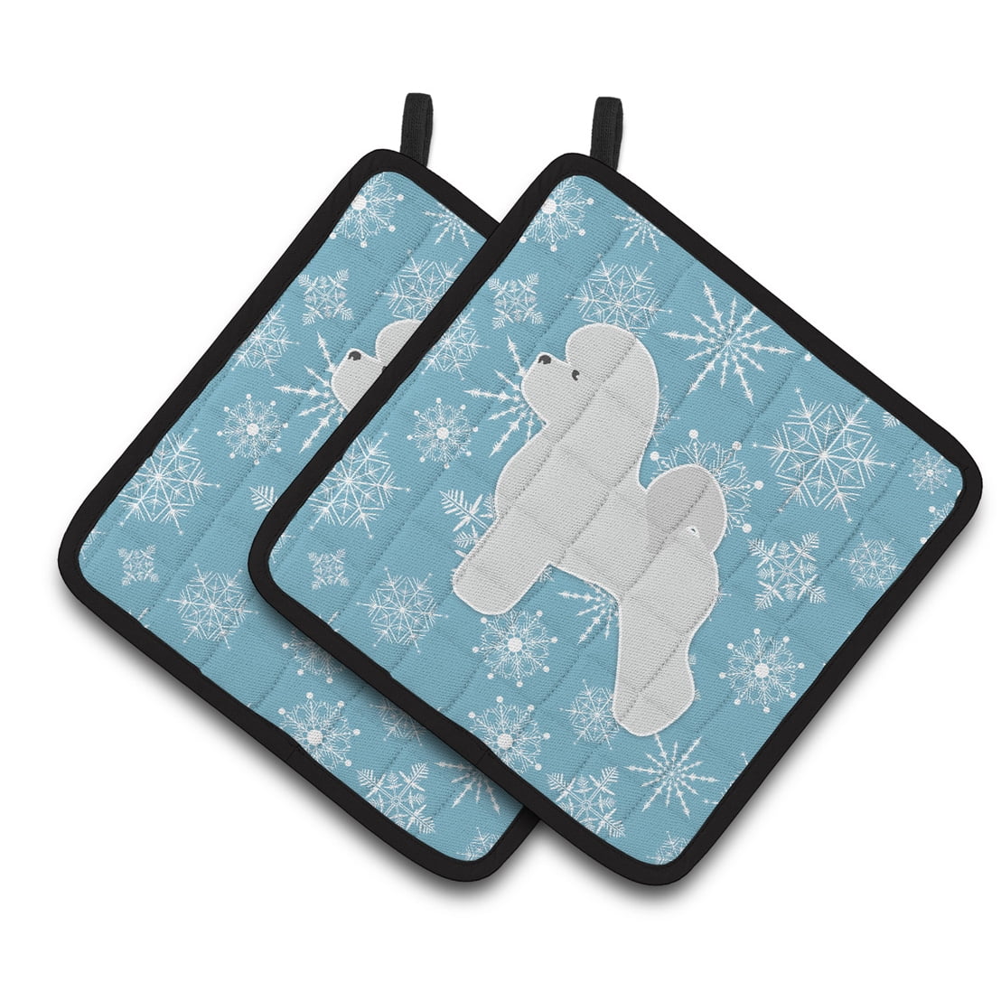 Caroline's Treasures BB3545PTHD Winter Snowflake Bichon Frise Pair of Pot Holders , 7.5HX7.5W, multicolor