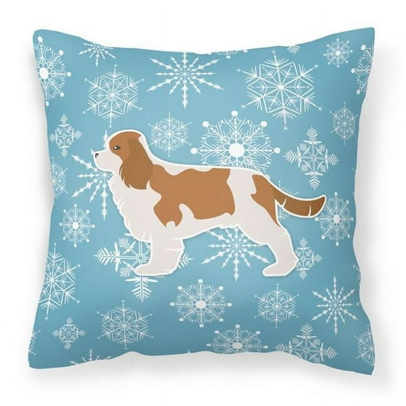 Caroline's Treasures BB3549PW1818 Winter Snowflake Cavalier King Charles Spaniel Fabric Decorative Pillow , 18H x18W,