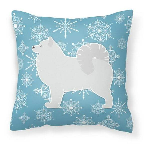 Caroline's Treasures BB3559PW1818 Winter Snowflake Samoyed Fabric Decorative Pillow , 18H x18W, multicolor