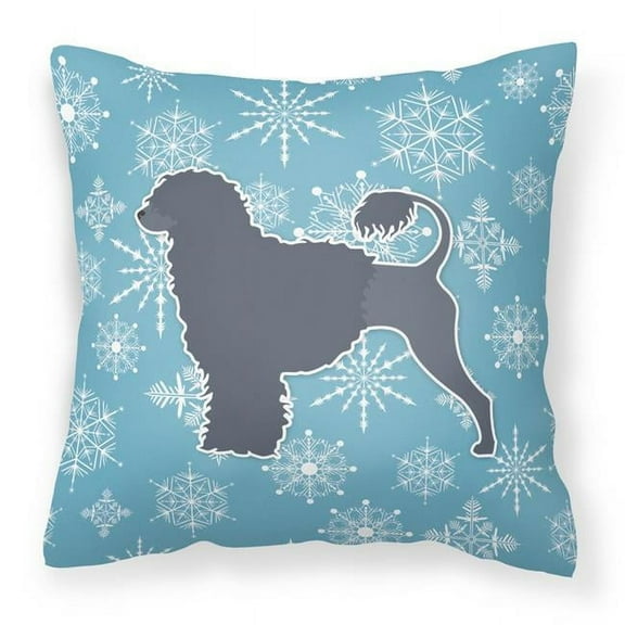 Caroline's Treasures BB3568PW1414 Winter Snowflake Portuguese Water Dog Fabric Decorative Pillow , 14Hx14W, multicolor
