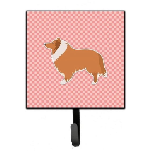Carolines Treasures BB3616SH4 Collie Checkerboard Pink Leash or Key Holder
