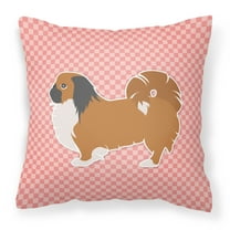 Caroline's Treasures BB3638PW1414 Pekingese Checkerboard Pink Fabric Decorative Pillow, 14Hx14W, multicolor
