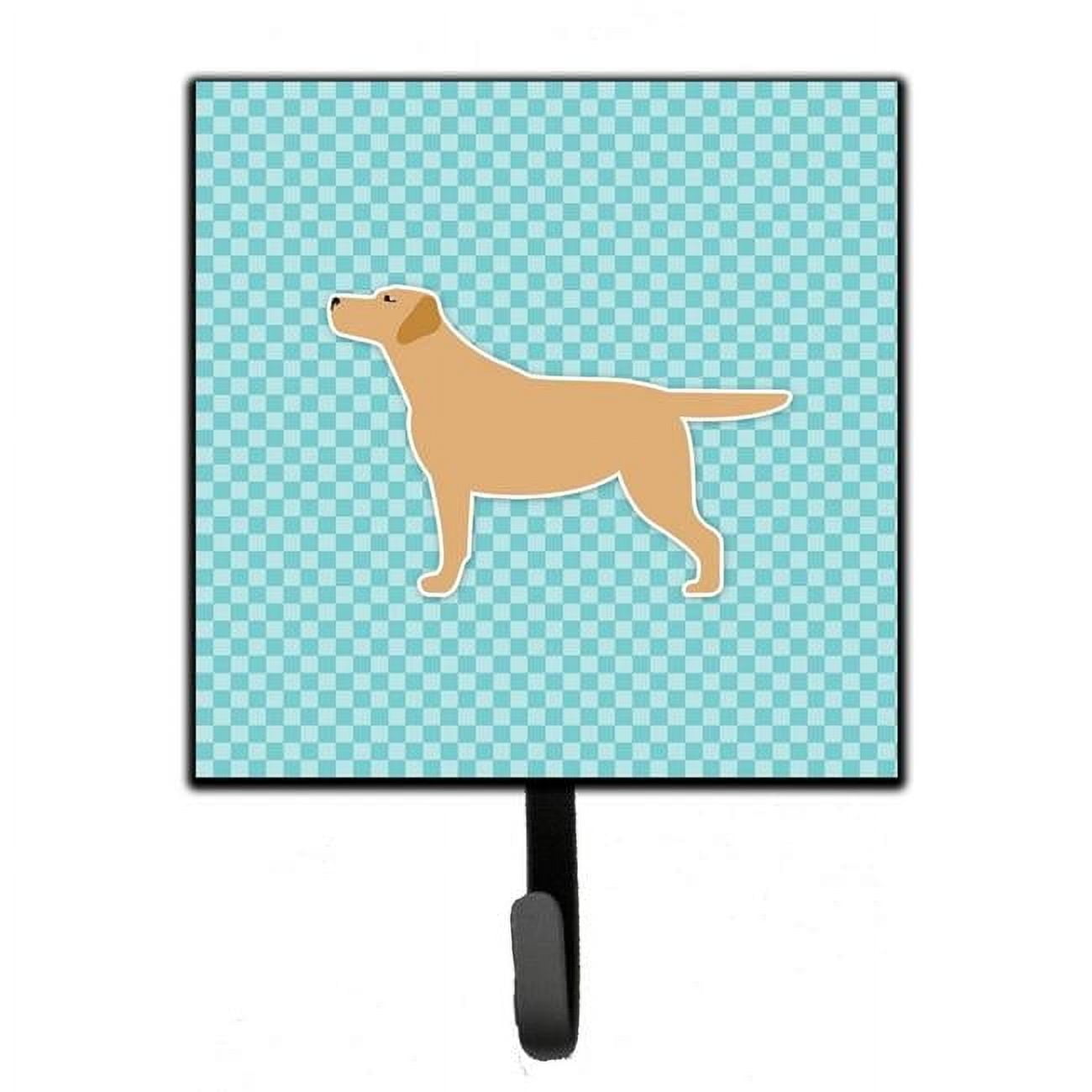 Caroline's Treasures 14 In. X 14 In. Multi-Color Outdoor Lumbar Throw Pillow Black Labrador Retriever Checkerboard Blue Bb3708pw1414