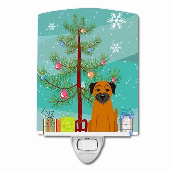 Caroline's Treasures BB4164CNL Merry Christmas Tree Border Terrier Ceramic Night Light, 6x4x3", multicolor