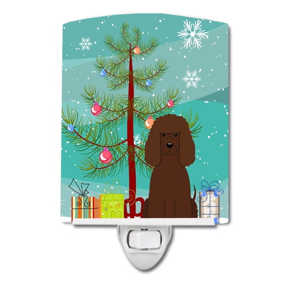 Caroline's Treasures BB4188CNL Merry Christmas Tree Irish Water Spaniel Ceramic Night Light, 6x4x3", multicolor