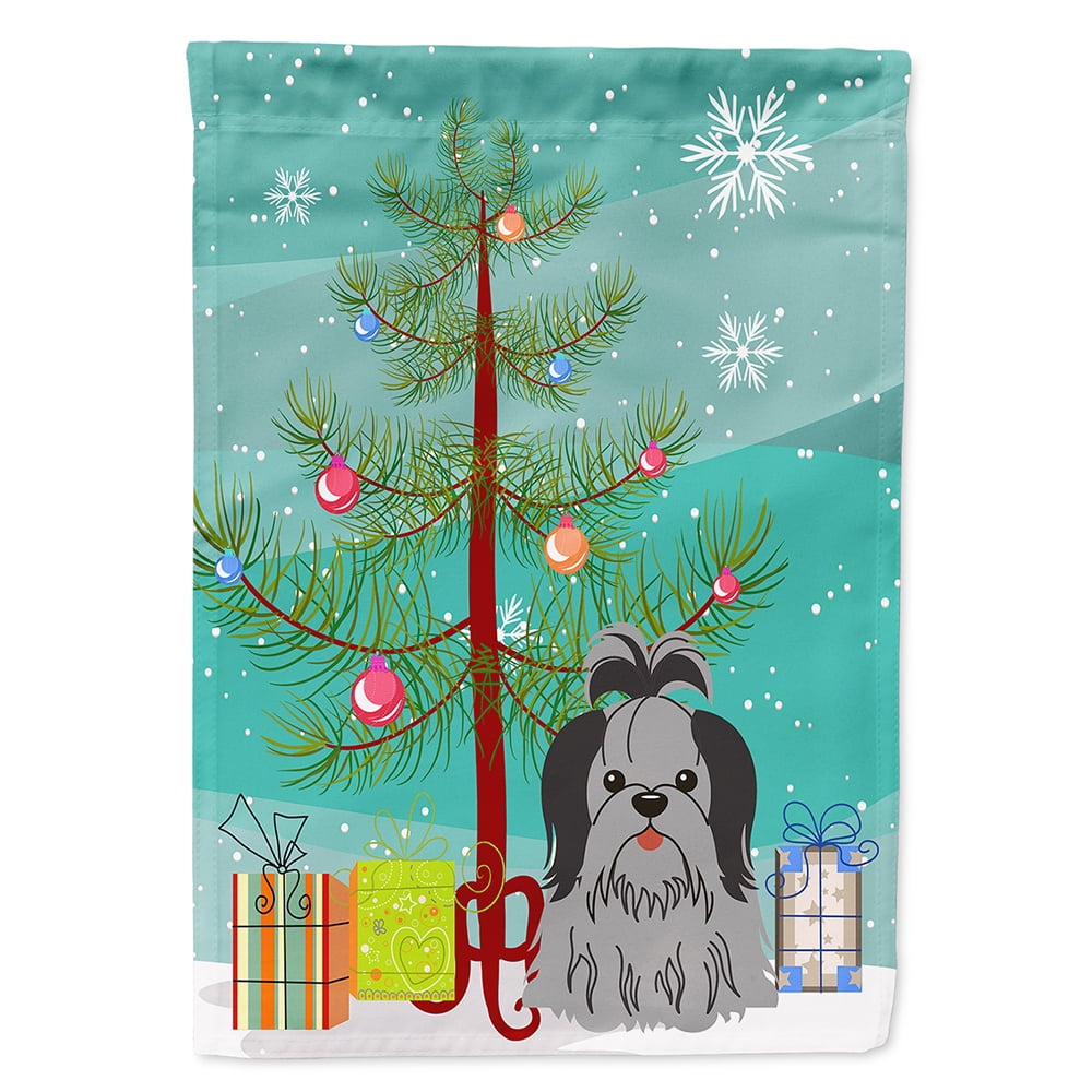 Caroline Treasures Bandiera Da Giardino Merry Christmas Con Labrador - Decorazione Natalizia Resistente, 100% Poliestere, Doppia Faccia