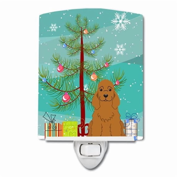 Caroline's Treasures BB4220CNL Merry Christmas Tree Cocker Spaniel Red Ceramic Night Light, 6x4x3", multicolor