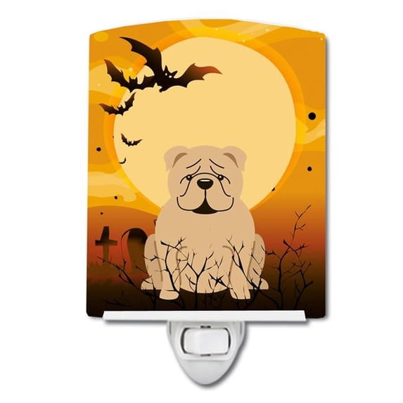Caroline's Treasures BB4390CNL Halloween English Bulldog Fawn Ceramic Night Light, 6x4x3", multicolor