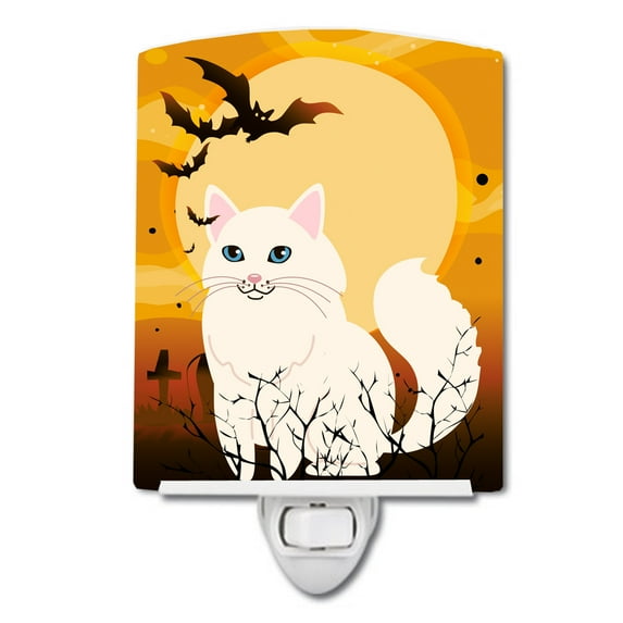 Caroline's Treasures BB4438CNL Halloween Turkish Angora Cat Ceramic Night Light, 6x4x3", multicolor