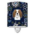 thumbnail image 1 of Caroline's Treasures BB5075CNL Blue Flowers Cavalier Spaniel Ceramic Night Light, 6x4x3", multicolor, 1 of 2