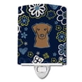 thumbnail image 1 of Caroline's Treasures BB5085CNL Blue Flowers Chocolate Labrador Ceramic Night Light, 6x4x3", multicolor, 1 of 2