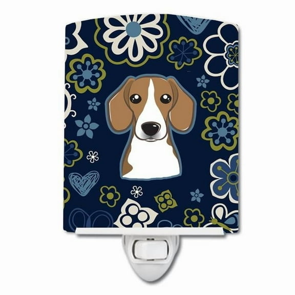 Caroline's Treasures BB5090CNL Blue Flowers Beagle Ceramic Night Light, 6x4x3", multicolor