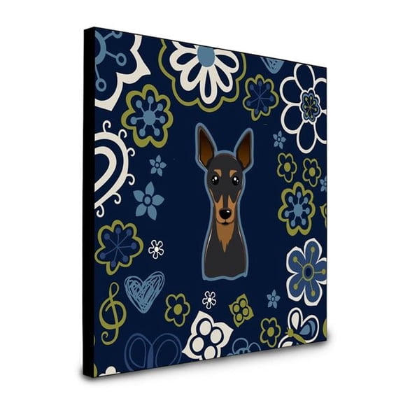 Caroline's Treasures BB5091UP88 Blue Flowers Min Pin Artwork Wall Panel, , multicolor