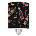 thumbnail image 1 of Caroline's Treasures BB5197CNL Red and White Wine on Black Ceramic Night Light, 6x4x3", multicolor, 1 of 2