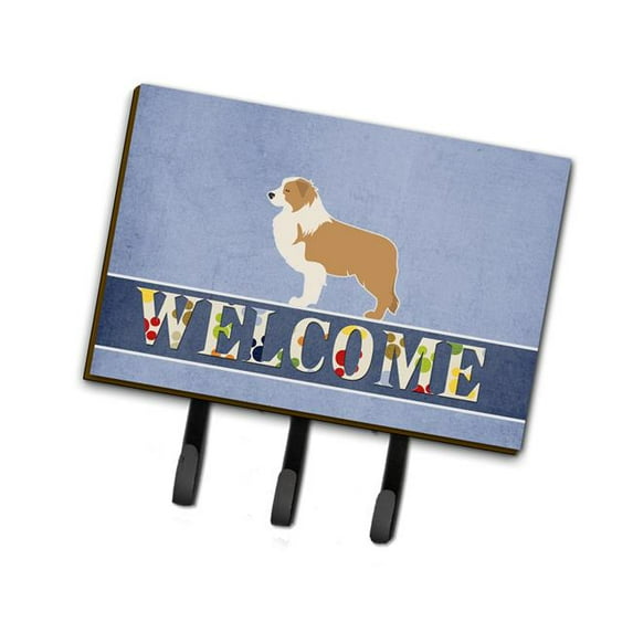 Caroline's Treasures BB5526TH68 Red Border Collie Welcome Leash or Key Holder, Triple, multicolor