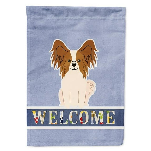 Papillon Red White Welcome Garden Flag