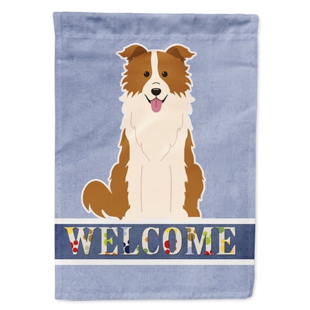 Caroline's Treasures BB5700GF Border Collie Red White Welcome Flag Garden Size , Small, multicolor