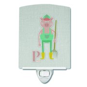 Alphabet P for Pig Ceramic Night Light