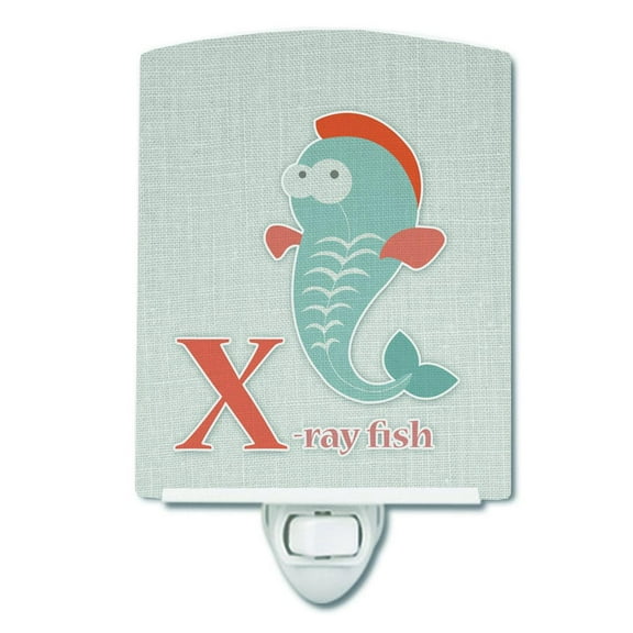 Caroline's Treasures BB5749CNL Alphabet X for Xray Fish Ceramic Night Light, 6x4x3", multicolor