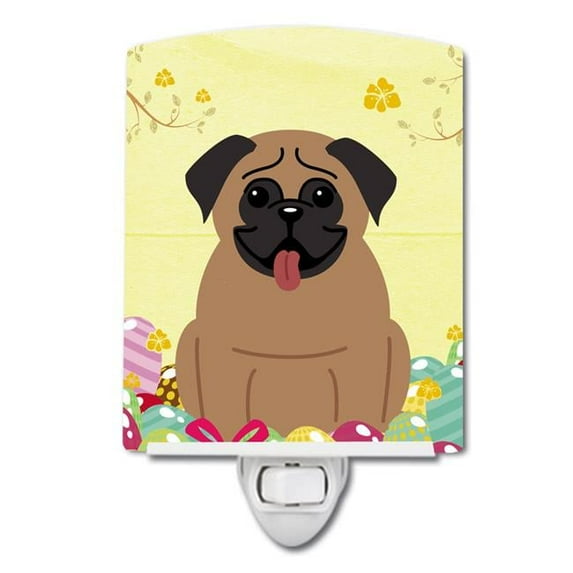 Caroline's Treasures BB6005CNL Easter Eggs Pug Brown Ceramic Night Light, 6x4x3", multicolor