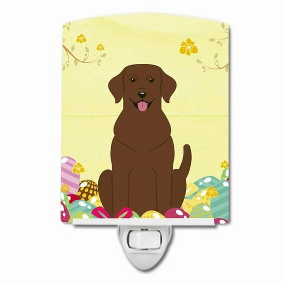 Caroline's Treasures BB6056CNL Easter Eggs Chocolate Labrador Ceramic Night Light, 6x4x3", multicolor