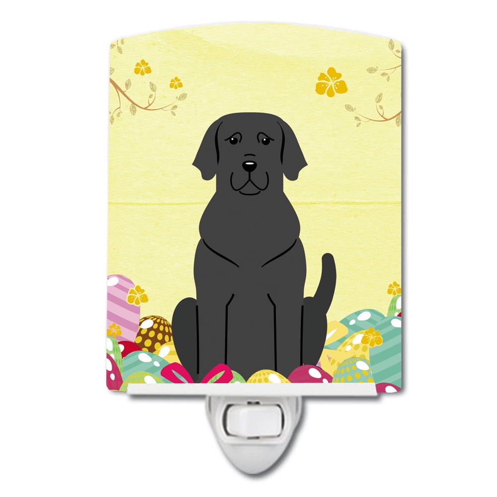 Caroline's Treasures BB6057CNL Easter Eggs Black Labrador Ceramic Night Light, 6x4x3", multicolor
