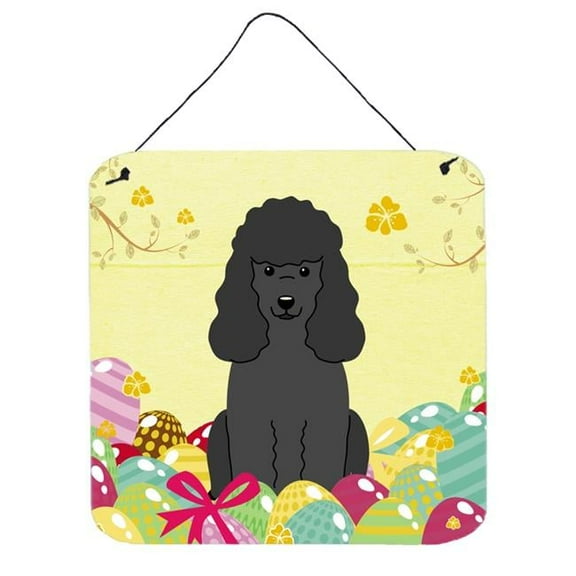 Caroline's Treasures BB6071DS66 Easter Eggs Poodle Black Wall or Door Hanging Prints, 6x6, multicolor