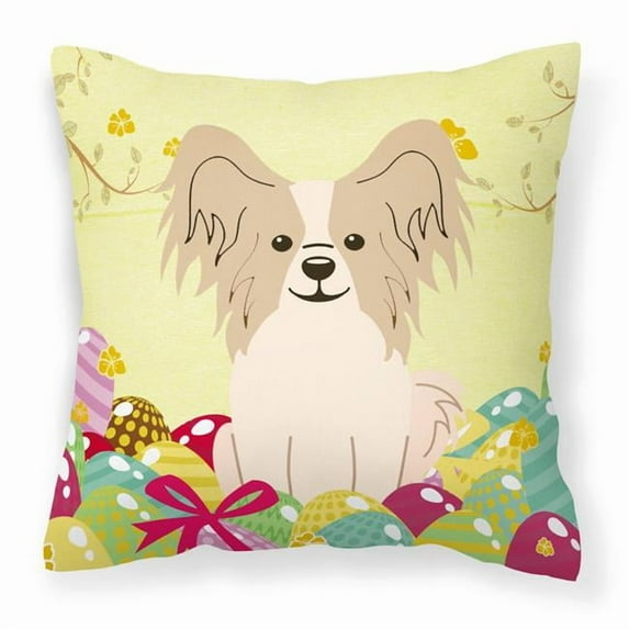 Caroline's Treasures BB6077PW1414 Easter Eggs Papillon Sable White Fabric Decorative Pillow, 14HX14W, multicolor