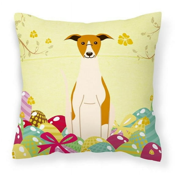 Caroline's Treasures BB6099PW1818 Easter Eggs Whippet Fabric Decorative Pillow , 18H x18W, multicolor