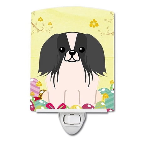 Caroline's Treasures BB6105CNL Easter Eggs Pekingese Black White Ceramic Night Light, 6x4x3", multicolor