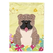 Caroline's Treasures BB6126GF Easter Eggs English Bulldog Grey Brindle Flag Garden Size , Small, multicolor
