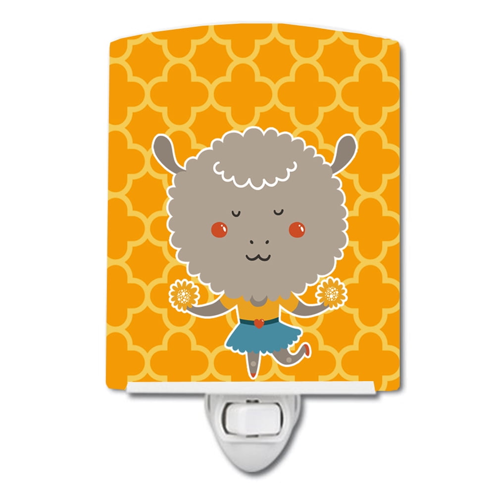 Caroline's Treasures BB6730CNL Cheerleader Lamb Sheep Ceramic Night Light, 6x4x3", multicolor